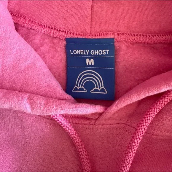 Lonely Ghost Pink Love Expression Hoodie With Unique Typography Design - Picture 4 of 4